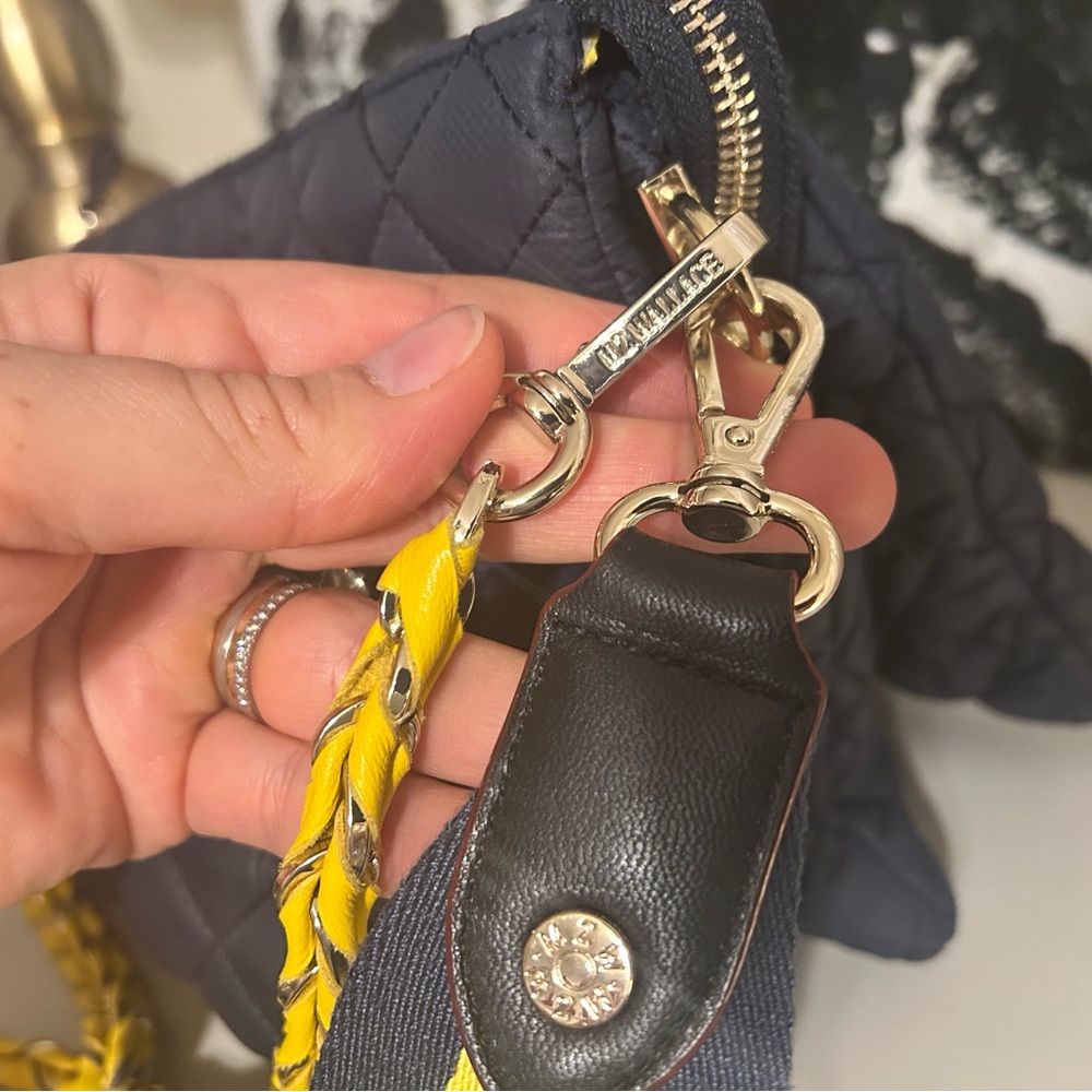 Navy, Yellow MZ Wallace Pippa Quilted Crossbody Bag - Picture 6 of 15